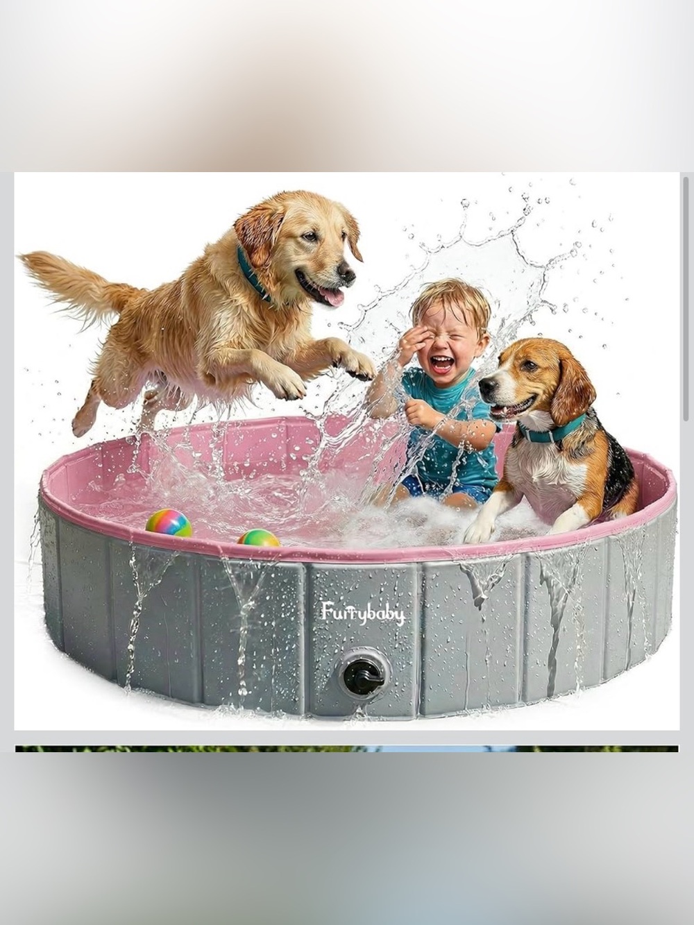 NWOT 47x12 Dog Pool, Kiddie Pool Hard Plastic Foldable Pool 4 Large Dog Portable